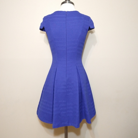 Zara Basic Royal Blue A-Line Structured Cocktail Dress With Jewel Neckline Small - Picture 2 of 14